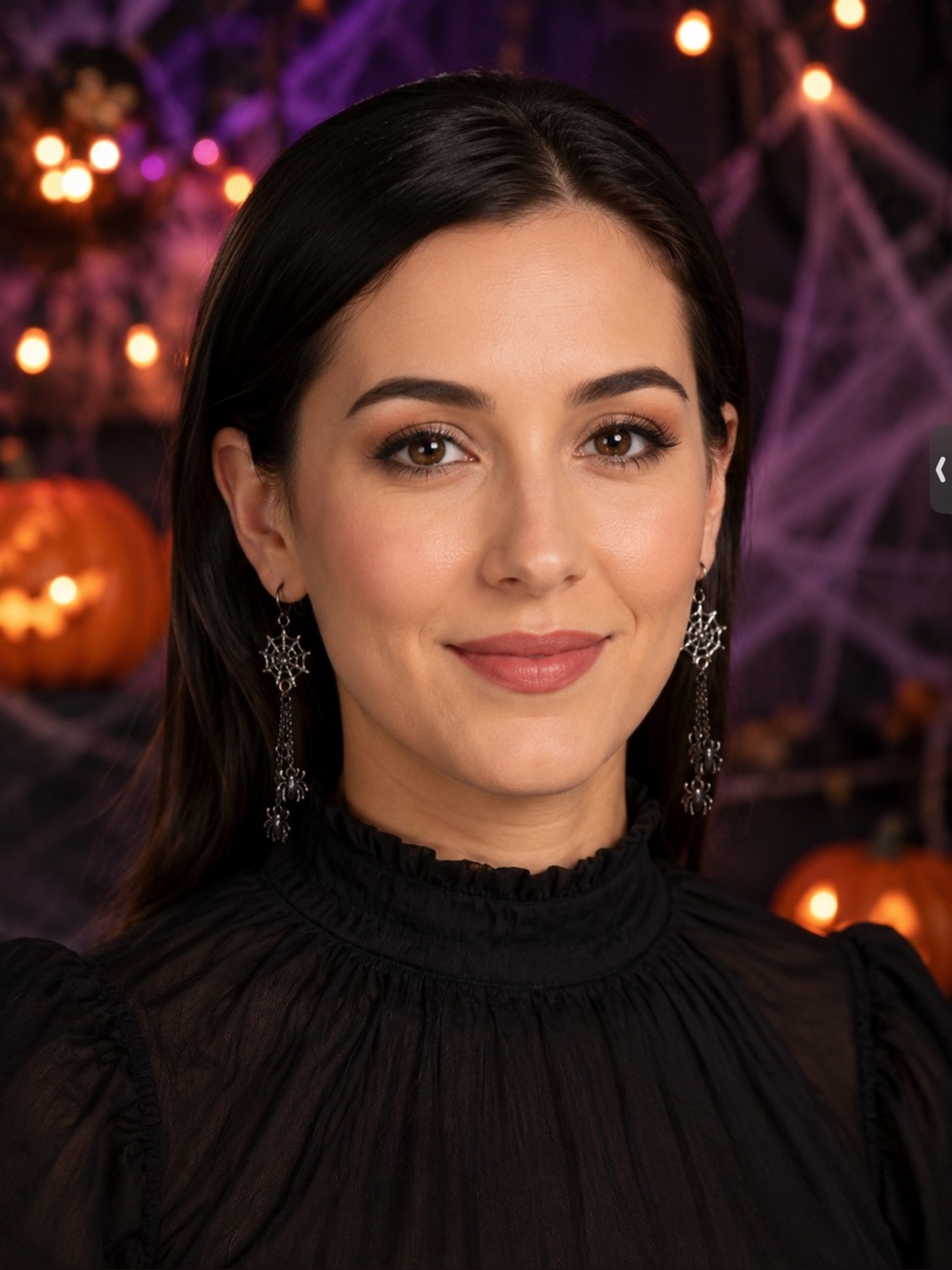 Black Spiderweb Dangle Earrings - Women's Gothic Costume Jewelry